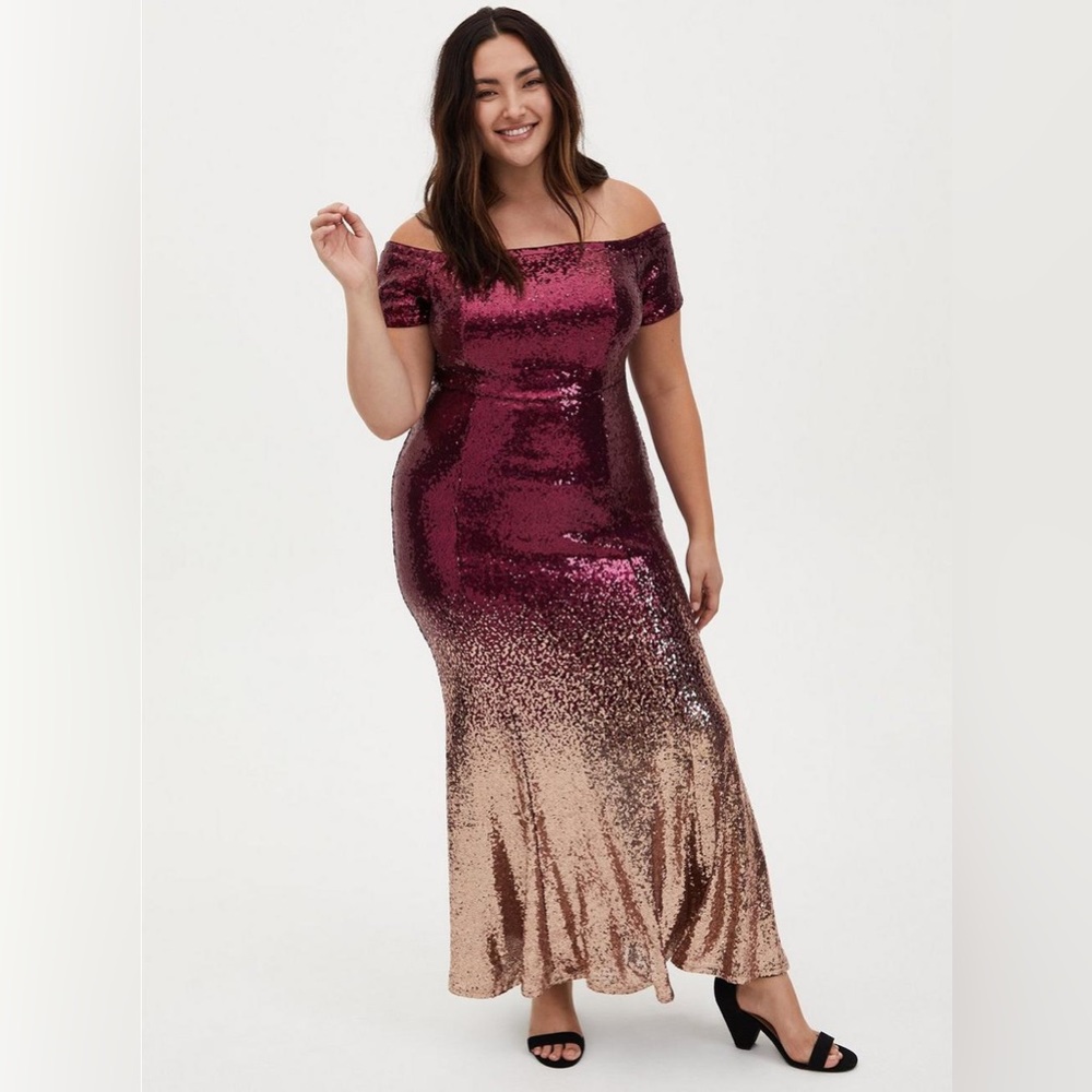 EUC Maxi Sequin Off-Shoulder Dress size 18 torrid